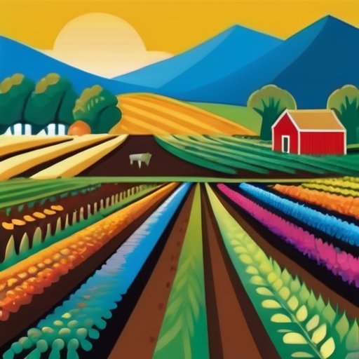 Живописный сельскохозяйственный ландшафт с садом, растениями и удобрением 