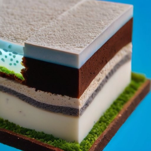 Срез диатомитовой земли с текстурированными слоями, пористой структурой и кремниевыми структурами, на фоне природного ландшафта с элементами, символизирующими различные применения.