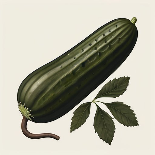 Дикий огурец с характерными листьями и плодами в естественной среде с почвой и камнями, рядом предупреждающий знак.