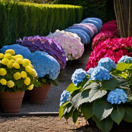 Сад с цветущими гортензиями и методами размножения растений.