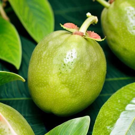 Фейхоа: яркий зеленый плод с гладкой кожурой и сочной мякотью, окруженный листьями.