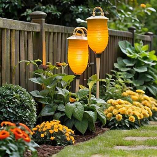 Яркий сад с различными сортами физалиса, их фонариками, подготовленная грядка и садовые инструменты.