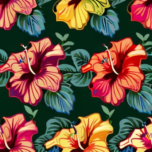 Цветущий гибискус на фоне культурных элементов и зелени.