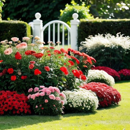 Сад с цветущими гвоздиками, яркие цвета, инструменты для садоводства.