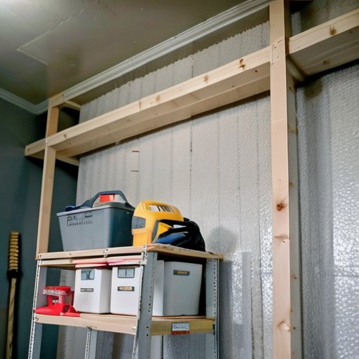 Организованное рабочее место для установки гипсокартона с инструментами и материалами.