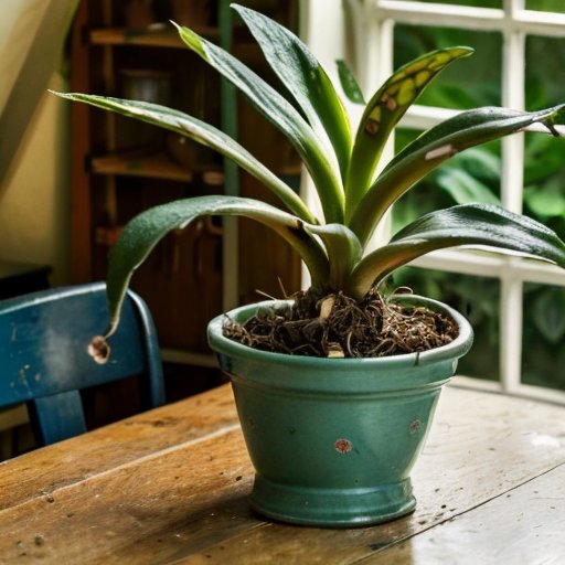 Хлорофитум в уютной обстановке с солнечным окном и садовыми инструментами.