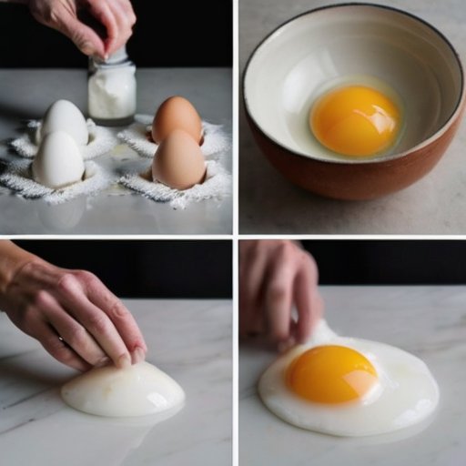 Четыре метода отделения белков от желтков на кухонном столе в уютной обстановке.