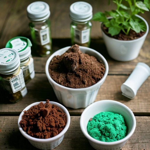 Набор для тестирования почвы на фоне зелёного сада.