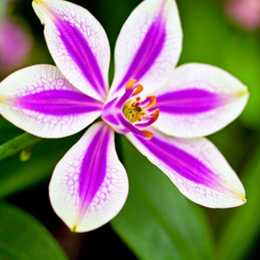 Цветущий ятрышник с пурпурно-белыми лепестками на фоне леса.