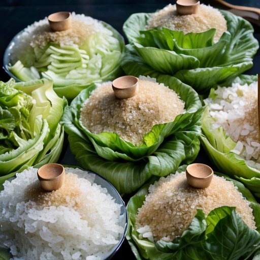 Капуста, соль и банки для ферментации в чистой кухне.