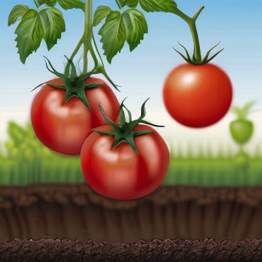 Здоровое томатное растение с яркими листьями и спелыми помидорами рядом с увядшим растением с признаками гниения плодов.