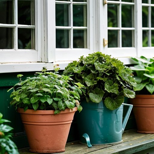 Яркий интерьерный сад с цветущими фиалками в разноцветных горшках и знаками с питательными элементами.