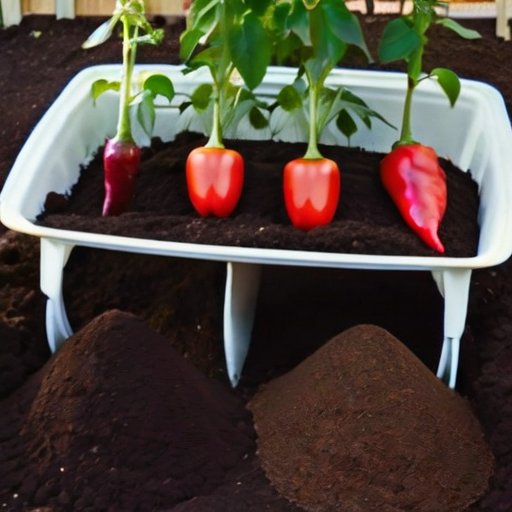 Сад с перцами, богатая почва и натуральные удобрения.