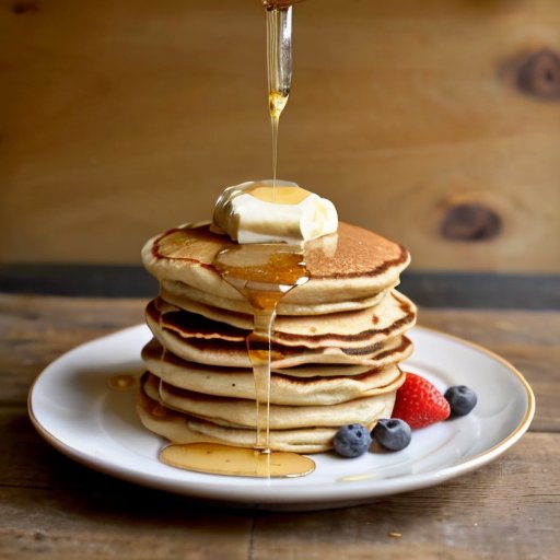 Золотистые блины на деревянном столе с ингредиентами для приготовления.