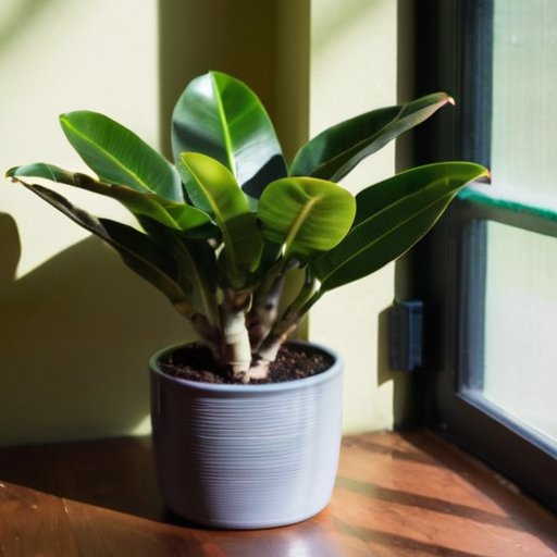 Здоровое растение ZZ в светлом помещении с блестящими листьями, рядом с лейкой и удобрением.