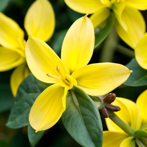 Цветущий куст форзиции с яркими желтыми цветами на фоне зелени, с близким планом черенков в почве.