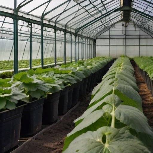 Организованная теплица с зелеными огурцами и здоровыми растениями.