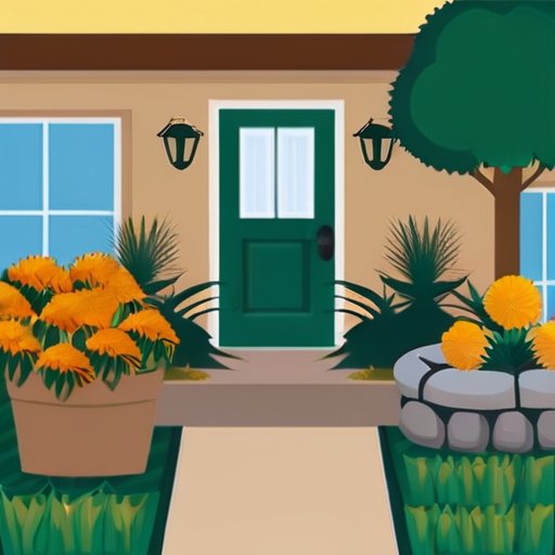 Ухоженный сад с природными барьерами и растениями, отпугивающими змей.