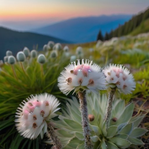 Зелёный луг с нежными розовато-белыми цветами, солнечный день и разнообразные текстуры почвы.