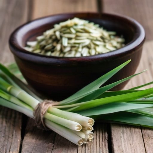 Сочный лимонный сорго на деревянном фоне с нарезанным лимонным сорго и бутылочками эфирных масел.