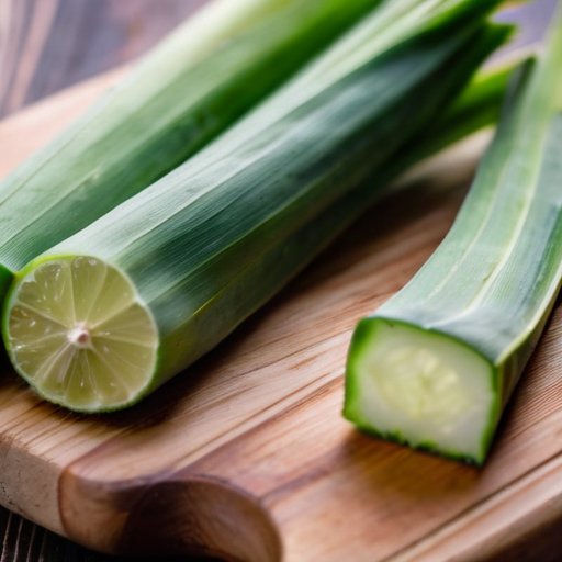 Свежий лемонграсс на деревянной доске с лаймом и кинзой.