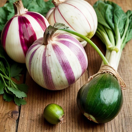 Свежий лук-шалот на деревянной доске с листьями и нарезкой.