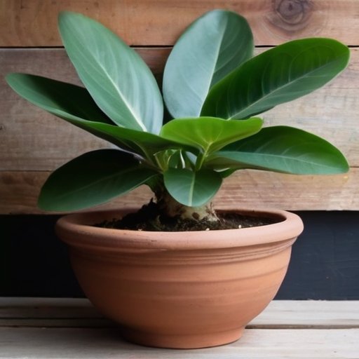 Уютная композиция с зелёным орегано в горшке и свежесрезанными веточками на фоне дерева.