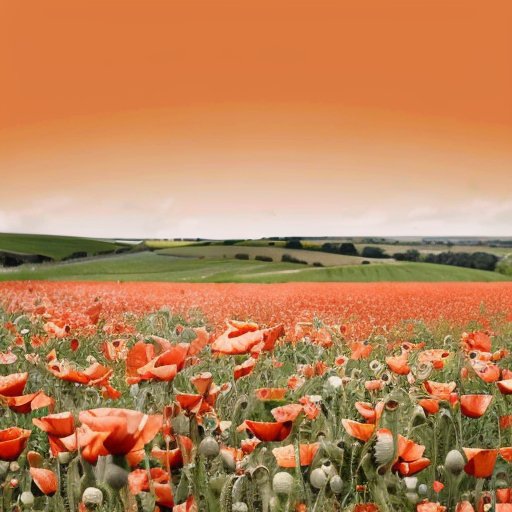 Цветущее поле маков под ясным небом с крупным планом семенных коробочек.