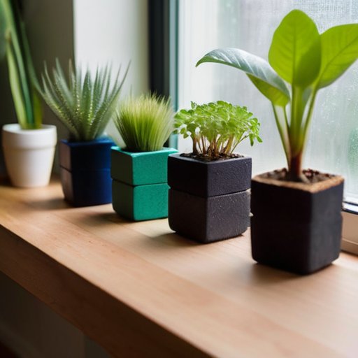 Уютный интерьер для садоводства с минеральными блоками для семян.