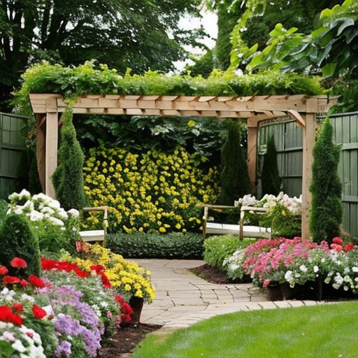 Яркий сад с разнообразными цветущими растениями, символизирующий концепцию мультифлоры.