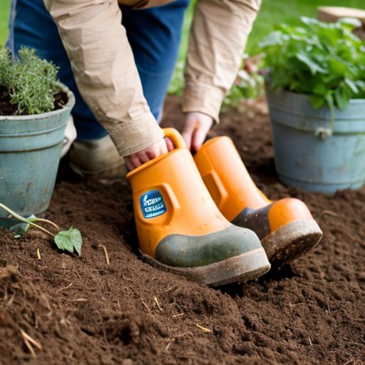 Подготовленная грядка для зимнего лука с темной почвой, метками сортов и осенними листьями.
