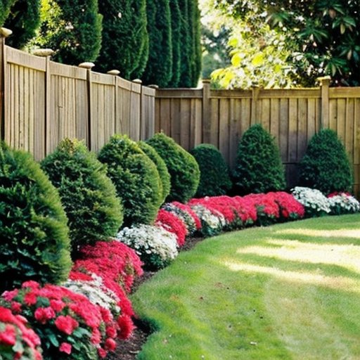 Сказочный сад с ярким пампасным травом, цветочными клумбами и спокойной тропинкой под голубым небом.