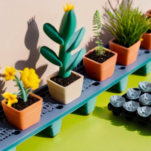 Упорядоченное рабочее место для пересадки рассады с инструментами и здоровыми саженцами.