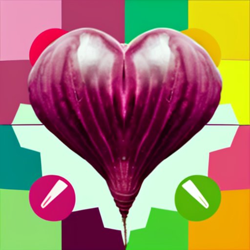 Свежая свекла с иконками витаминов, сердца, пищеварительной системы и мозга на ярком фоне.