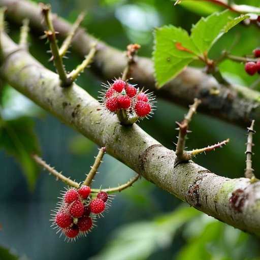 Яркие ягоды терна с зелеными листьями и баночками варенья и настоек на фоне.