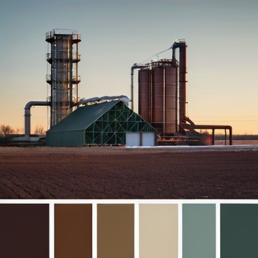 Кристаллическая структура цеолита на фоне промышленных и сельскохозяйственных сцен.