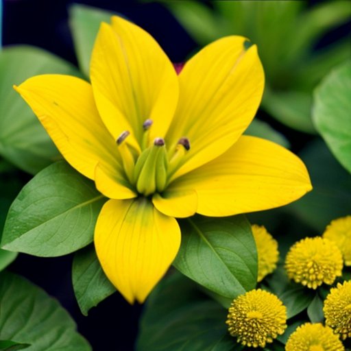 Цветущий яркий цветок на фоне зелени и лекарственных трав.