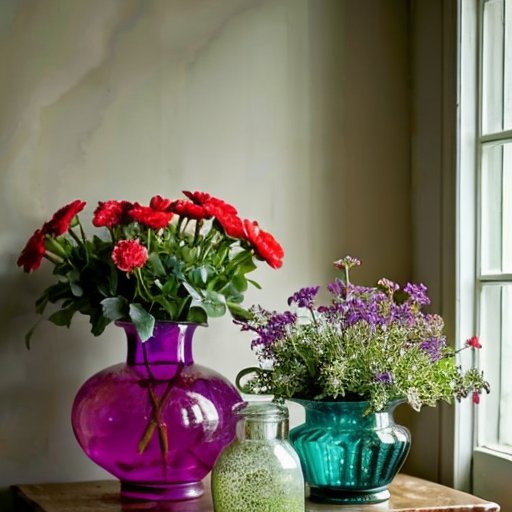 Экологичное пространство с креативными предметами из пластиковых и стеклянных бутылок.