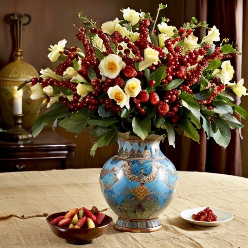 Дерево жужуба с сочными плодами и традиционные блюда из жужуба на фоне культурных элементов.