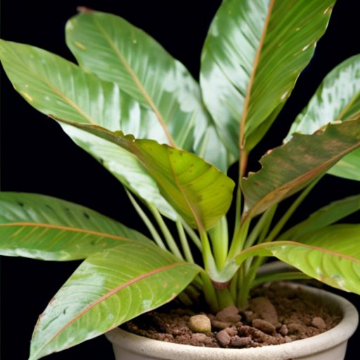 Здоровое растение замия в декоративном горшке на фоне уютного интерьера, окруженное компонентами почвы.