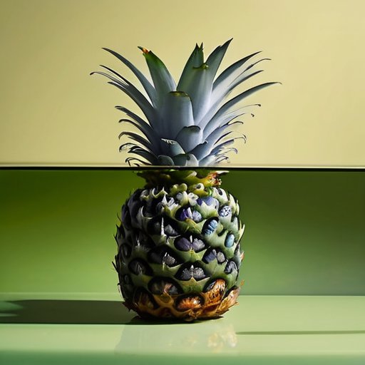 Ананас в воде с корнями, окружённый садовыми инструментами и горшком с землёй на фоне солнечного окна.