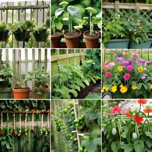 Солнечный огород с зелеными гороховыми растениями на шпалерах.