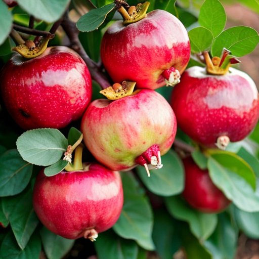 Яркий гранатовый сад в сезон сбора урожая.