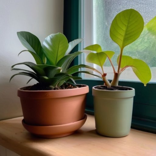 Небольшой домашний сад с горшком имбиря, лопаткой и пакетом почвы на фоне солнечного окна.