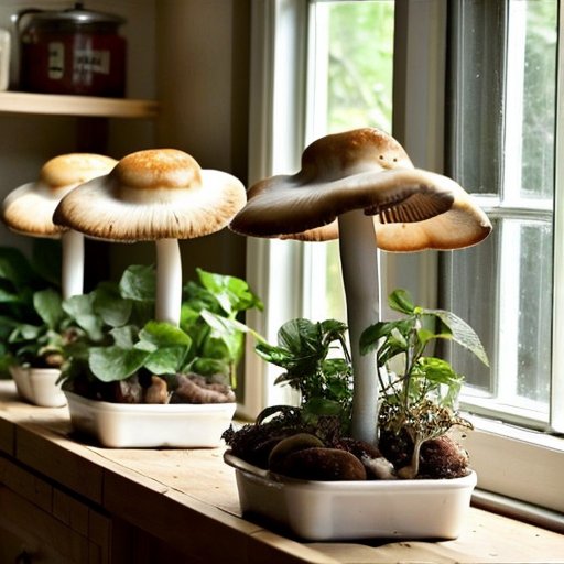 Организованный интерьер для выращивания грибов с контейнерами, субстратом и здоровым мицелием.