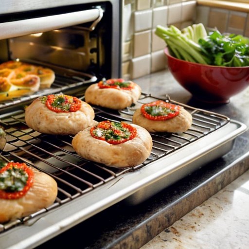 Кулинарная сцена с запечёнными овощами и курицей в рукаве для запекания на деревянной столешнице.