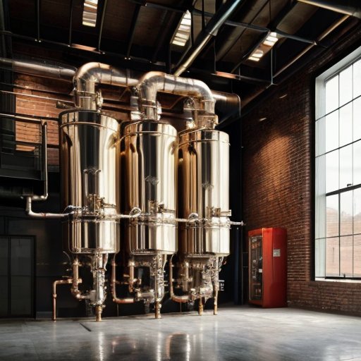 Современная система жидкотопливного котла в чистом промышленном окружении.